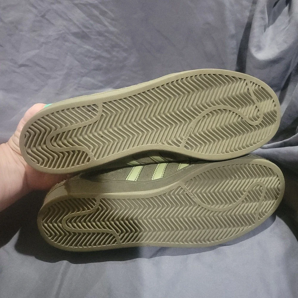 Adidas Superstar Green Suede Low Top Sneakers Lace Up Rubber Sole Size 11